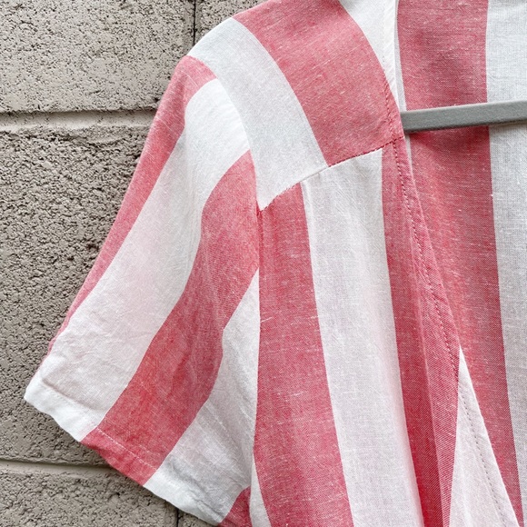 MARINE LAYER NWOT Frances Red & White Striped Linen Wrap Dress - Picture 10 of 10